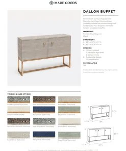Made Goods New Arrivals Dallon 3 Door Buffet In Cool Gray Faux Shagreen And Gold 11 Made Goods New Arrivals Dallon 3 Door Buffet In Cool Gray Faux Shagreen And Gold