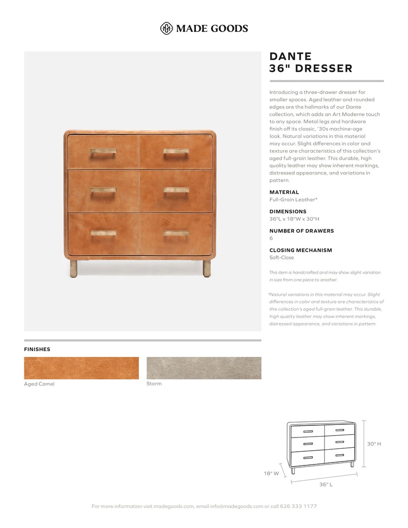 Made Goods Dante 36" Dresser Storm 5 Made Goods Dante 36" Dresser Storm