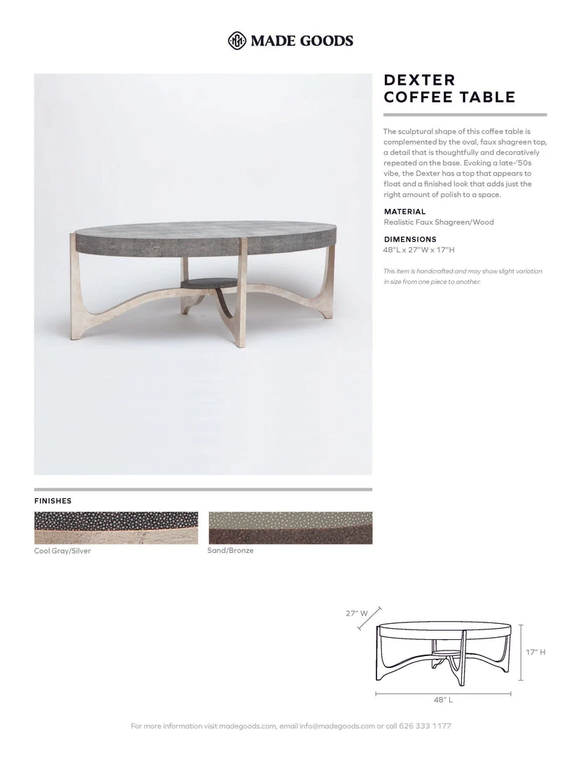 Made Goods New Arrivals Dexter Coffee Table Bronze And Sand Faux Shagreen 7 Made Goods New Arrivals Dexter Coffee Table Bronze And Sand Faux Shagreen