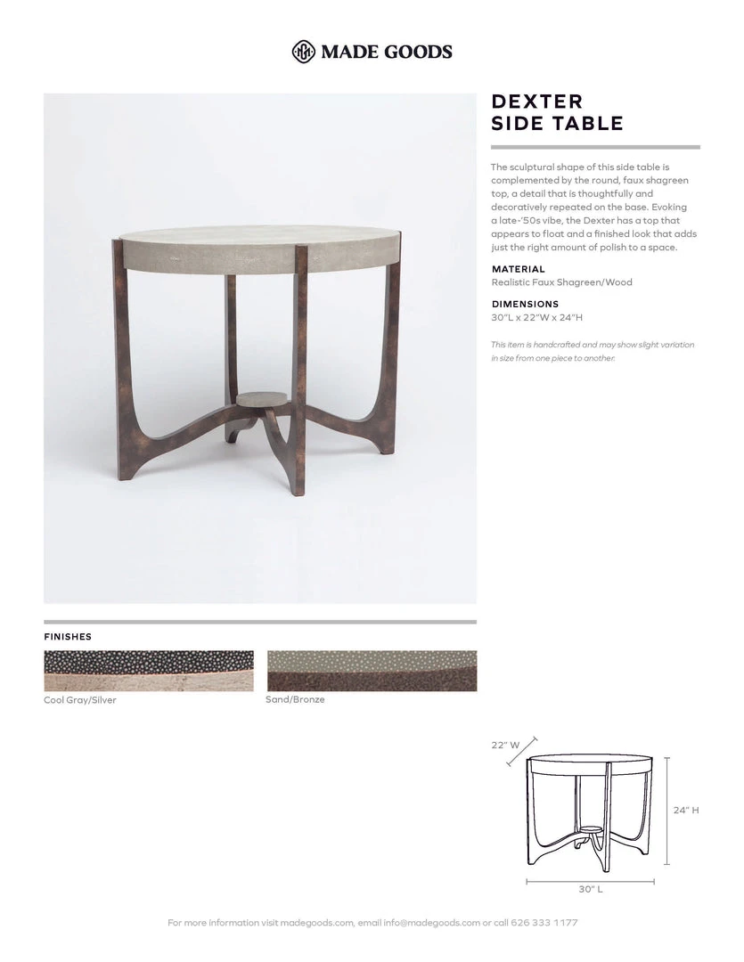 Made Goods New Arrivals Dexter Side Table Bronze And Sand Faux Shagreen 6 Made Goods New Arrivals Dexter Side Table Bronze And Sand Faux Shagreen