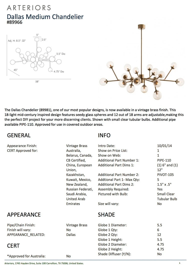 Arteriors Home Dallas Medium Chandelier Vintage Brass New Arrivals 6 Arteriors Home Dallas Medium Chandelier Vintage Brass New Arrivals