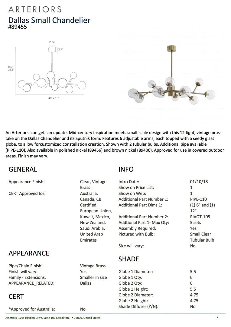 Arteriors Home New Arrivals Dallas Small Chandelier Vintage Brass 7 Arteriors Home New Arrivals Dallas Small Chandelier Vintage Brass