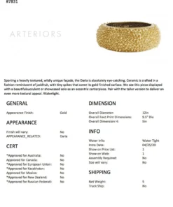 Arteriors Home Daria Short Vase Gold