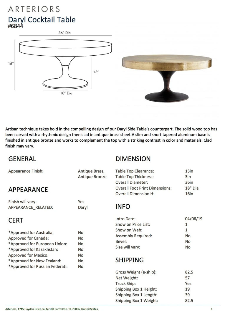 Arteriors Home Daryl Cocktail Table 8 Arteriors Home Daryl Cocktail Table