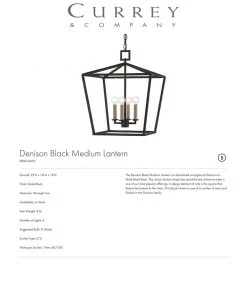 Currey And Company Denison Lantern Black - 4 Sizes New Arrivals