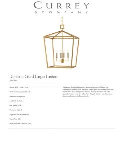 Currey And Company New Arrivals Denison Lantern Gold - 4 Sizes