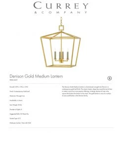 Currey And Company New Arrivals Denison Lantern Gold - 4 Sizes