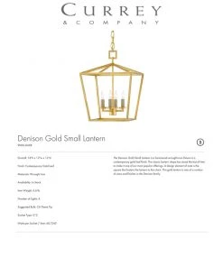 Currey And Company New Arrivals Denison Lantern Gold - 4 Sizes