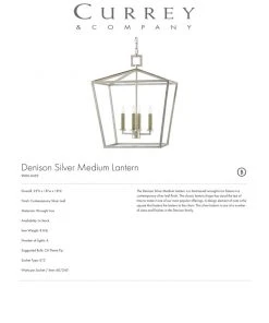 Currey And Company Denison Lantern Silver - 4 Sizes New Arrivals