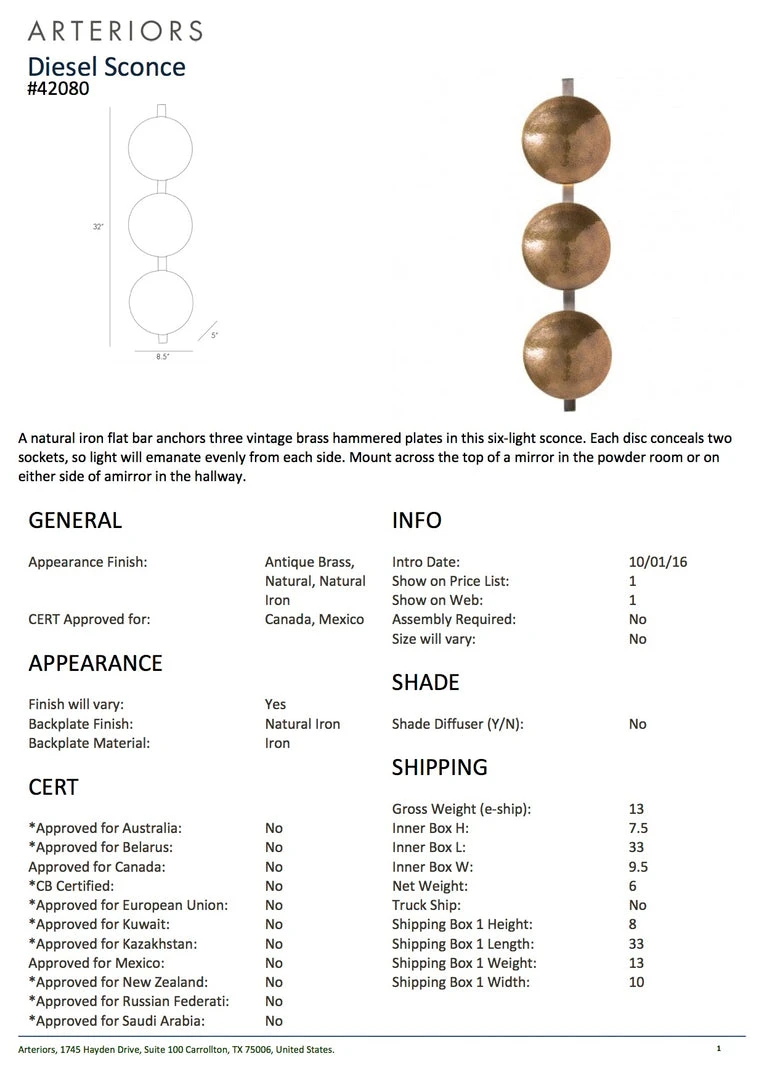 Arteriors Home New Arrivals Diesel Wall Sconce 7 Arteriors Home New Arrivals Diesel Wall Sconce