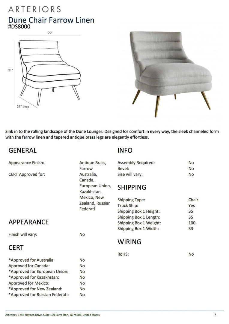 Arteriors Home Dune Chair Farrow Linen 7 Arteriors Home Dune Chair Farrow Linen