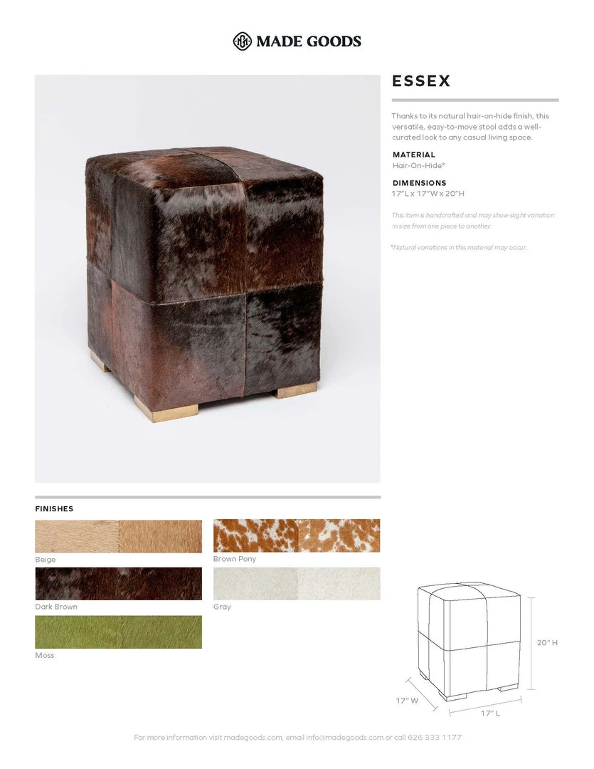Made Goods Essex Stool Gray Hair On Hide Leather New Arrivals 9 Made Goods Essex Stool Gray Hair On Hide Leather New Arrivals