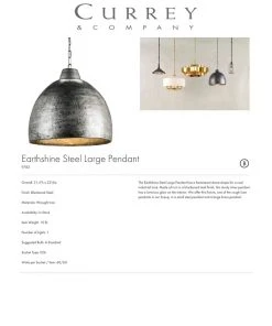 Currey And Company New Arrivals Earthshine Pendant Steel Large