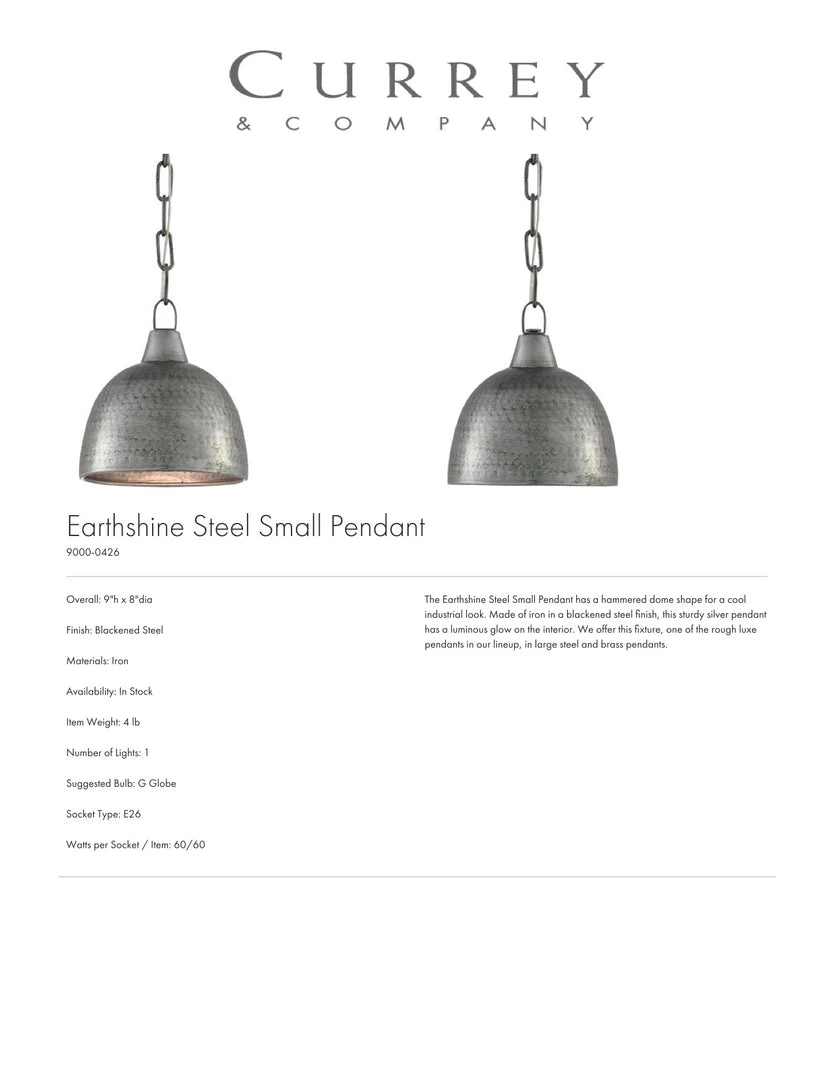 Currey And Company Earthshine Pendant Steel Small 6 Currey And Company Earthshine Pendant Steel Small