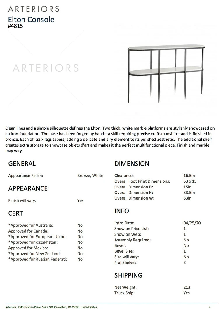 Arteriors Home Elton Console 10 Arteriors Home Elton Console