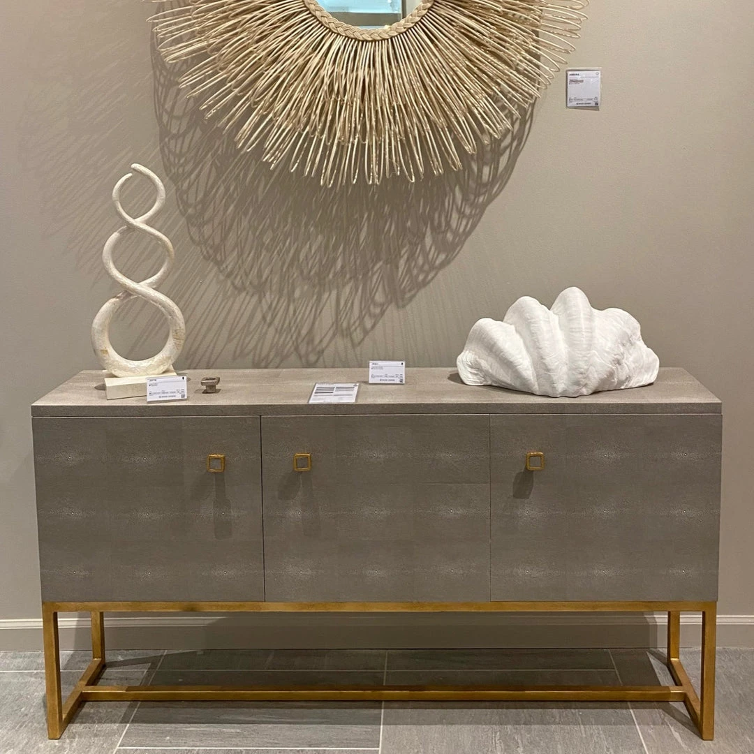 Made Goods Dallon 3 Door Buffet In Sand Faux Shagreen And Gold Or Silver New Arrivals Made Goods Dallon 3 Door Buffet In Sand Faux Shagreen And Gold Or Silver New Arrivals