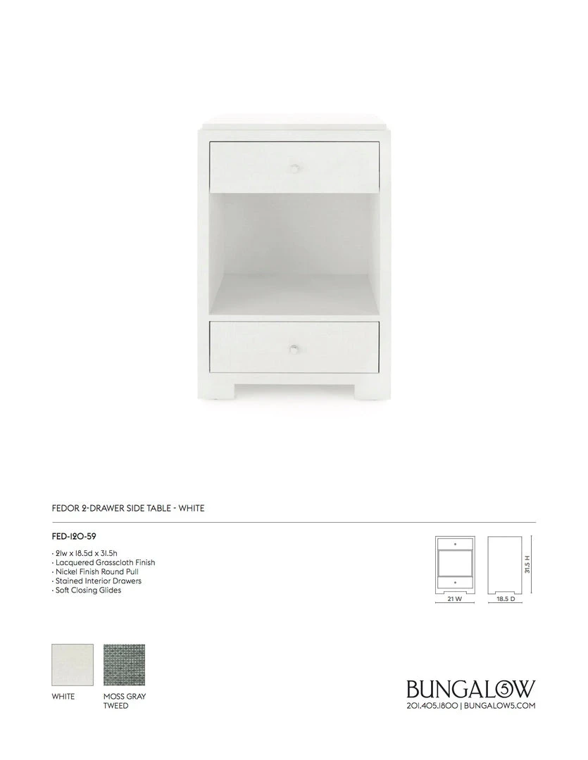 Bungalow 5 Fedor Two Drawer Side Table White Grasscloth New Arrivals 6 Bungalow 5 Fedor Two Drawer Side Table White Grasscloth New Arrivals