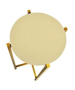 Worlds Away Fitz Cigar Table Antique Brass And Beige Faux Shagreen