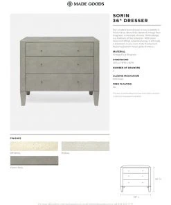 Made Goods Sorin 36" Dresser Castor Gray Faux Shagreen 11 Made Goods Sorin 36