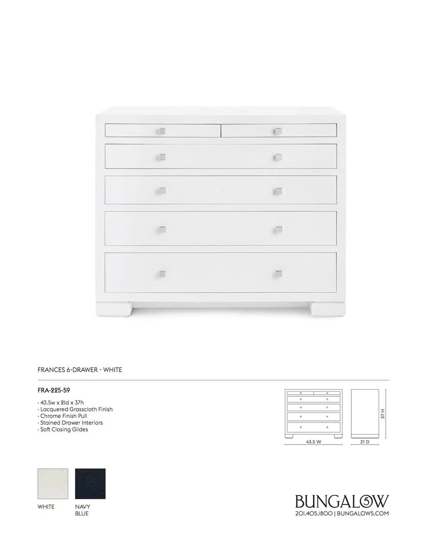 Bungalow 5 Frances 6 Drawer White New Arrivals 6 Bungalow 5 Frances 6 Drawer White New Arrivals