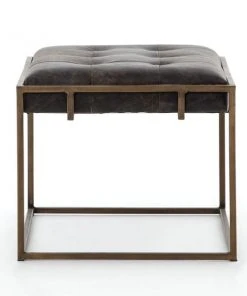 Four Hands New Arrivals Oxford End Table Ebony Leather