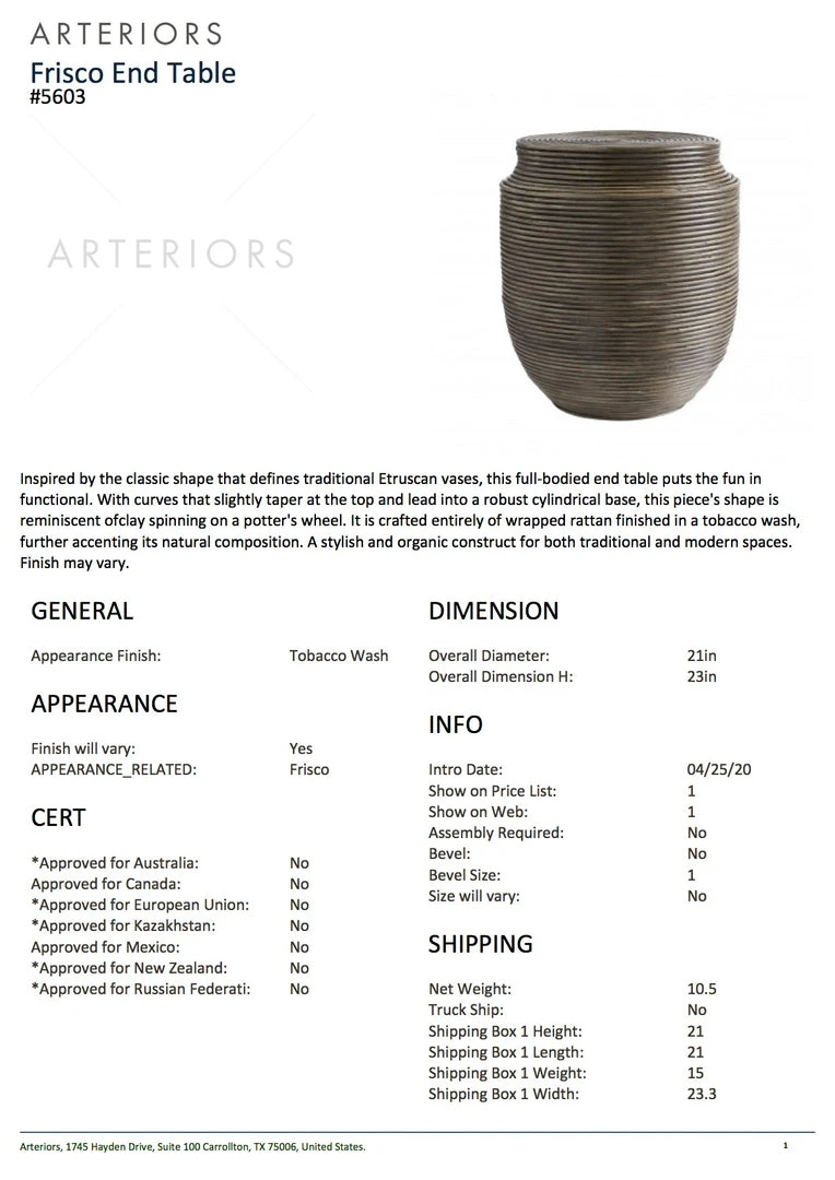 Arteriors Home New Arrivals Frisco End Table 10 Arteriors Home New Arrivals Frisco End Table
