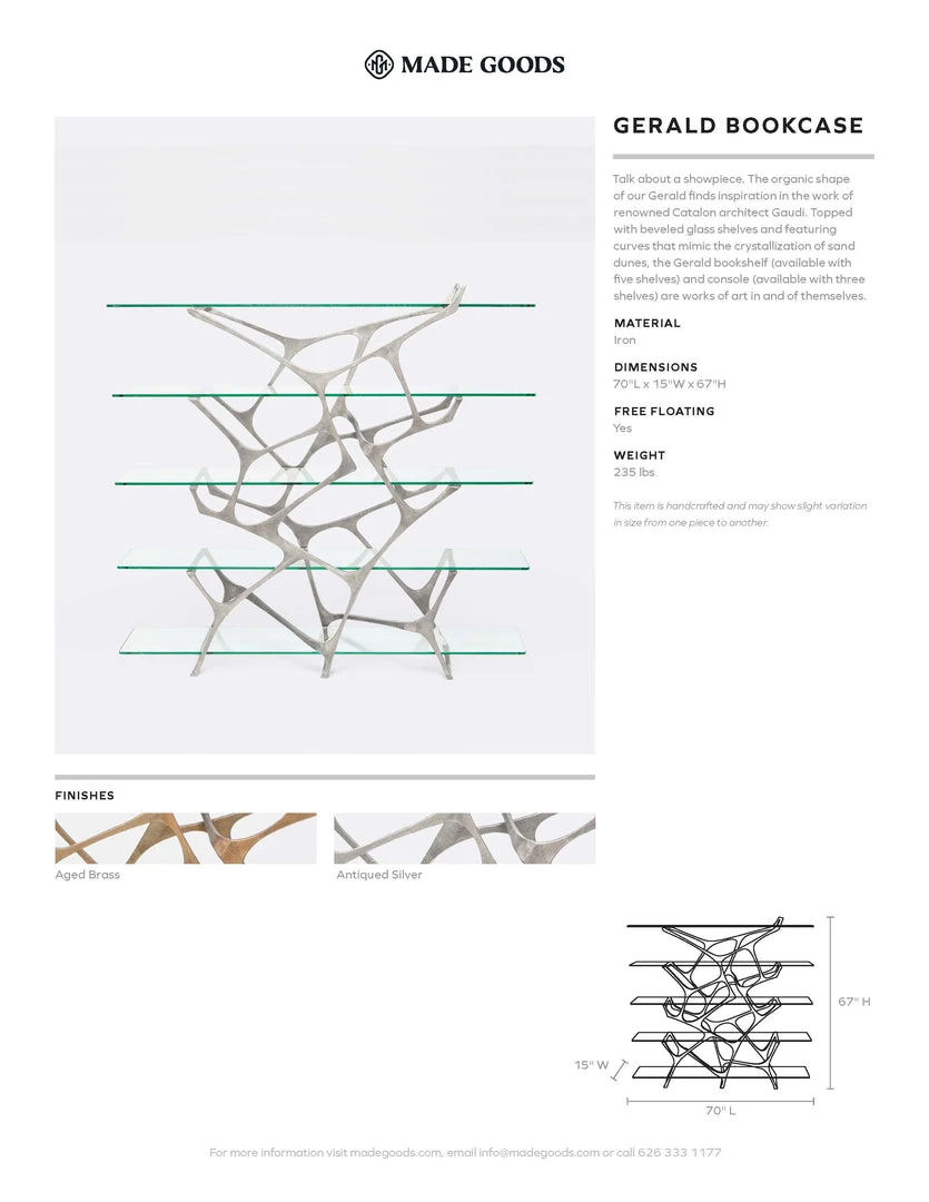 Made Goods New Arrivals Gerald Bookcase Antiqued Silver 4 Made Goods New Arrivals Gerald Bookcase Antiqued Silver