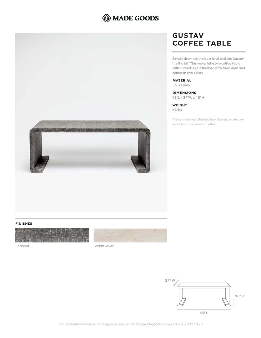 Made Goods New Arrivals Gustav Coffee Table Charcoal Faux Linen 4 Made Goods New Arrivals Gustav Coffee Table Charcoal Faux Linen