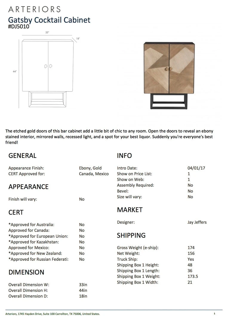 Arteriors Home Gatsby Cocktail Cabinet Arteriors Home Gatsby Cocktail Cabinet