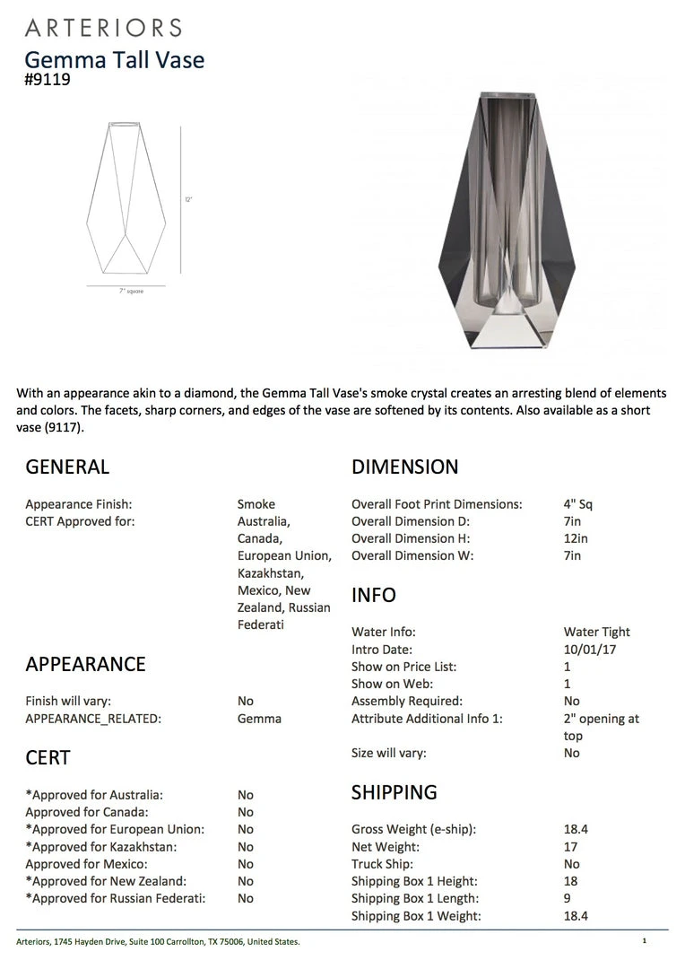 Arteriors Home Gemma Tall Vase Smoke Gray New Arrivals 8 Arteriors Home Gemma Tall Vase Smoke Gray New Arrivals