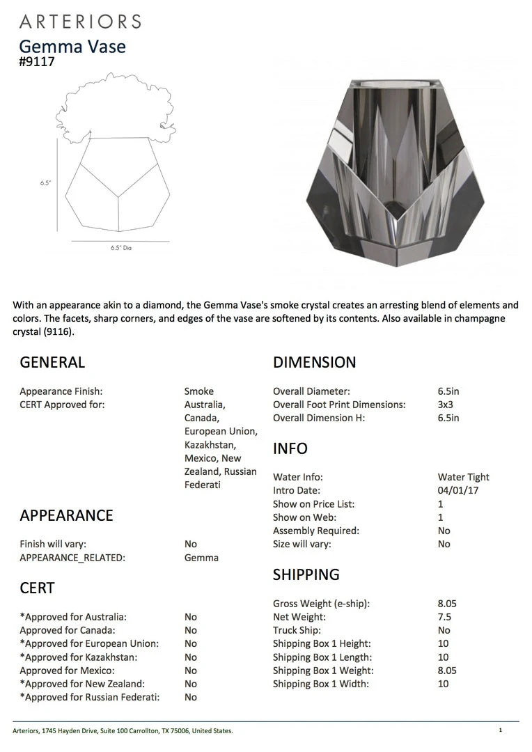 Arteriors Home New Arrivals Gemma Vase Smoke Gray 7 Arteriors Home New Arrivals Gemma Vase Smoke Gray