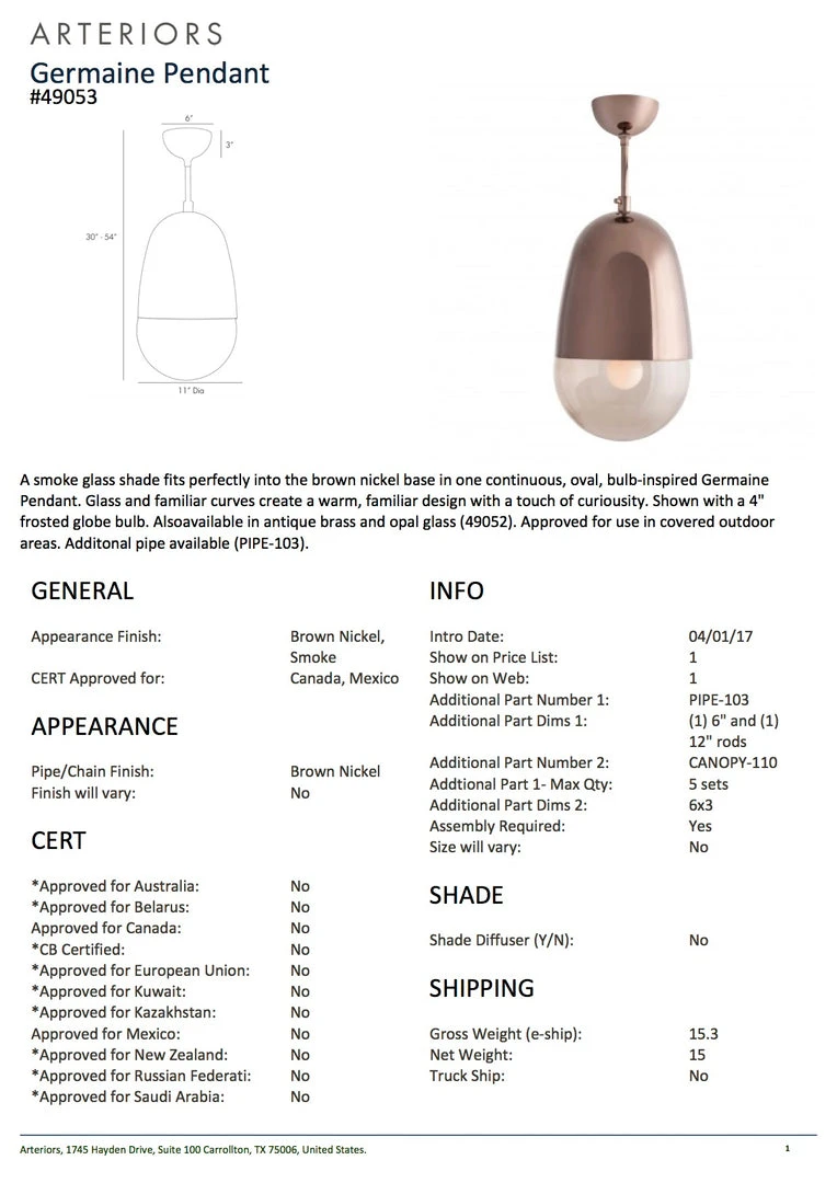 Arteriors Home Germaine Pendant Brown Nickel New Arrivals 7 Arteriors Home Germaine Pendant Brown Nickel New Arrivals