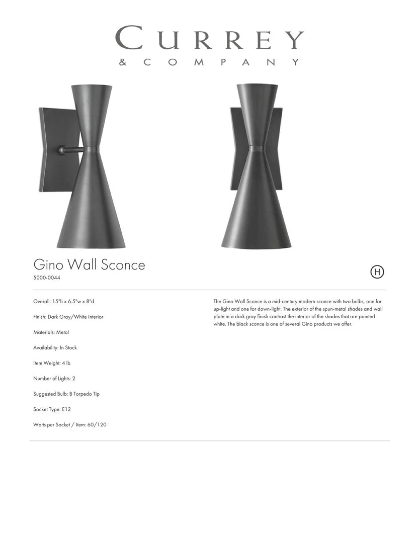 Currey And Company Gino Wall Sconce 7 Currey And Company Gino Wall Sconce