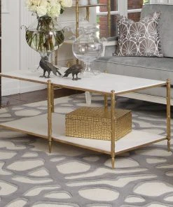 Global Views Arbor Cocktail Table Brass And White Marble New Arrivals