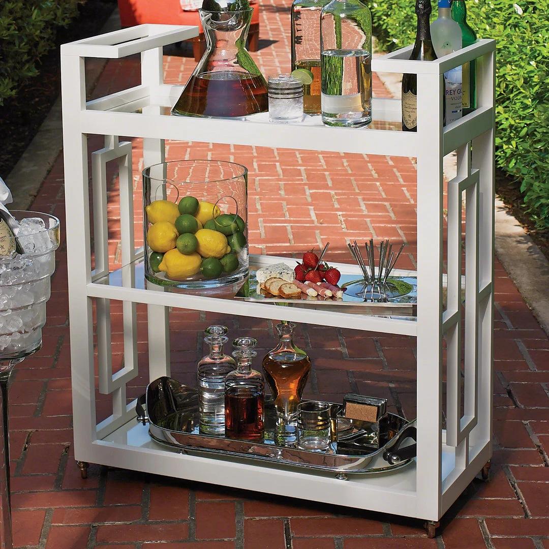 Global Views New Arrivals Grid Block Bar Cart White 4 Global Views New Arrivals Grid Block Bar Cart White