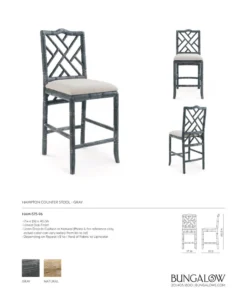 Bungalow 5 New Arrivals Hampton Counter Stool Gray 5 Bungalow 5 New Arrivals Hampton Counter Stool Gray