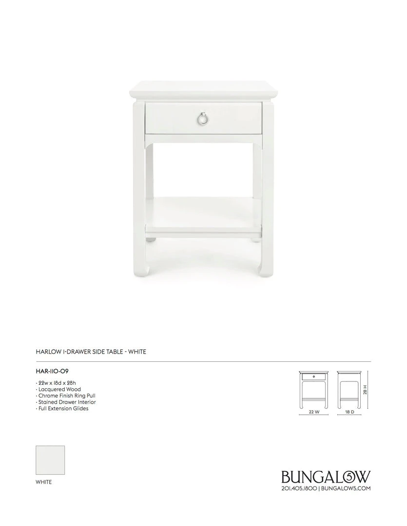 Bungalow 5 Harlow 1 Drawer Side Table White New Arrivals 6 Bungalow 5 Harlow 1 Drawer Side Table White New Arrivals