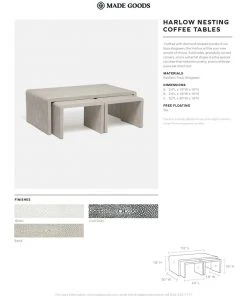 Made Goods Harlow Nesting Coffee Tables Cool Gray Faux Shagreen New Arrivals