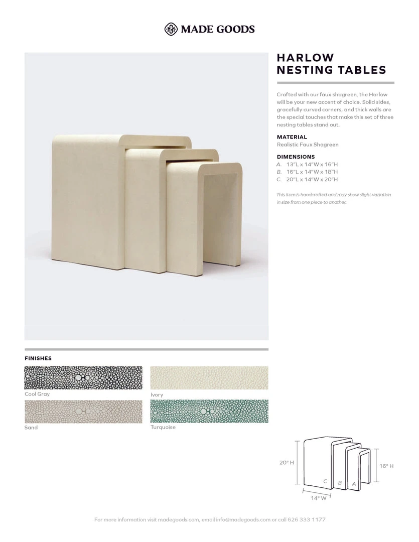 Made Goods Harlow Nesting Tables Ivory Faux Shagreen New Arrivals 4 Made Goods Harlow Nesting Tables Ivory Faux Shagreen New Arrivals