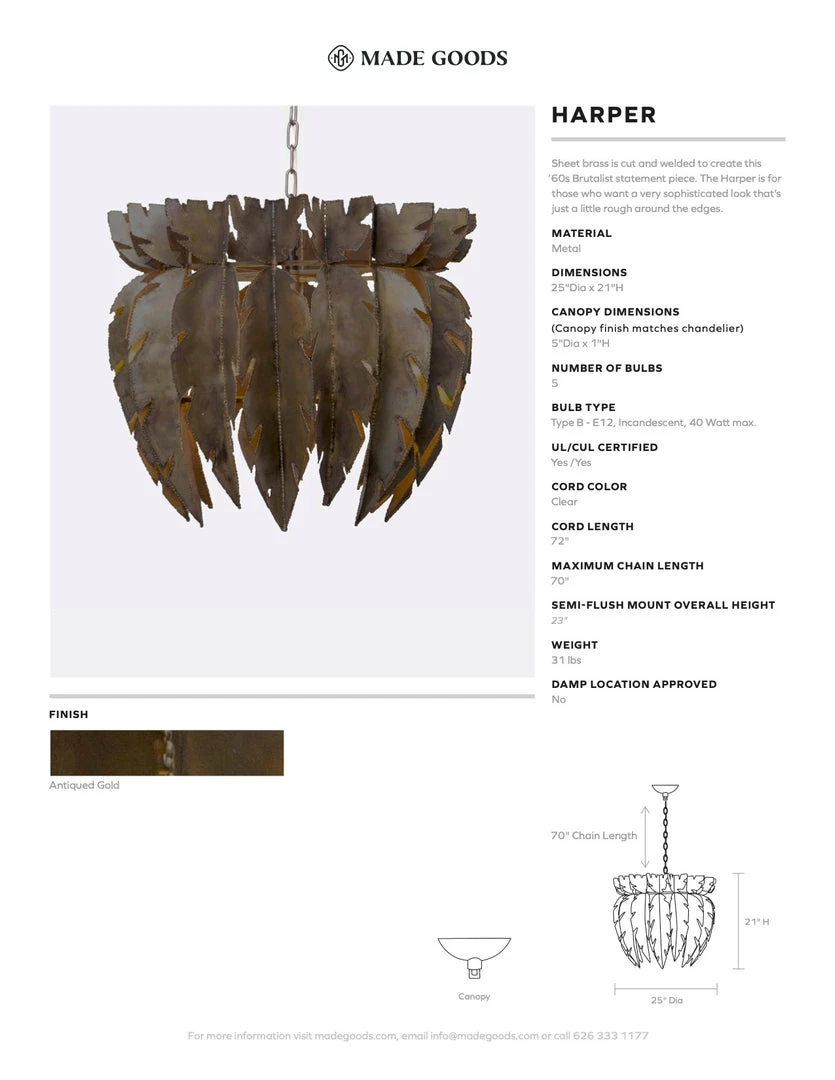 Made Goods Harper Chandelier 6 Made Goods Harper Chandelier