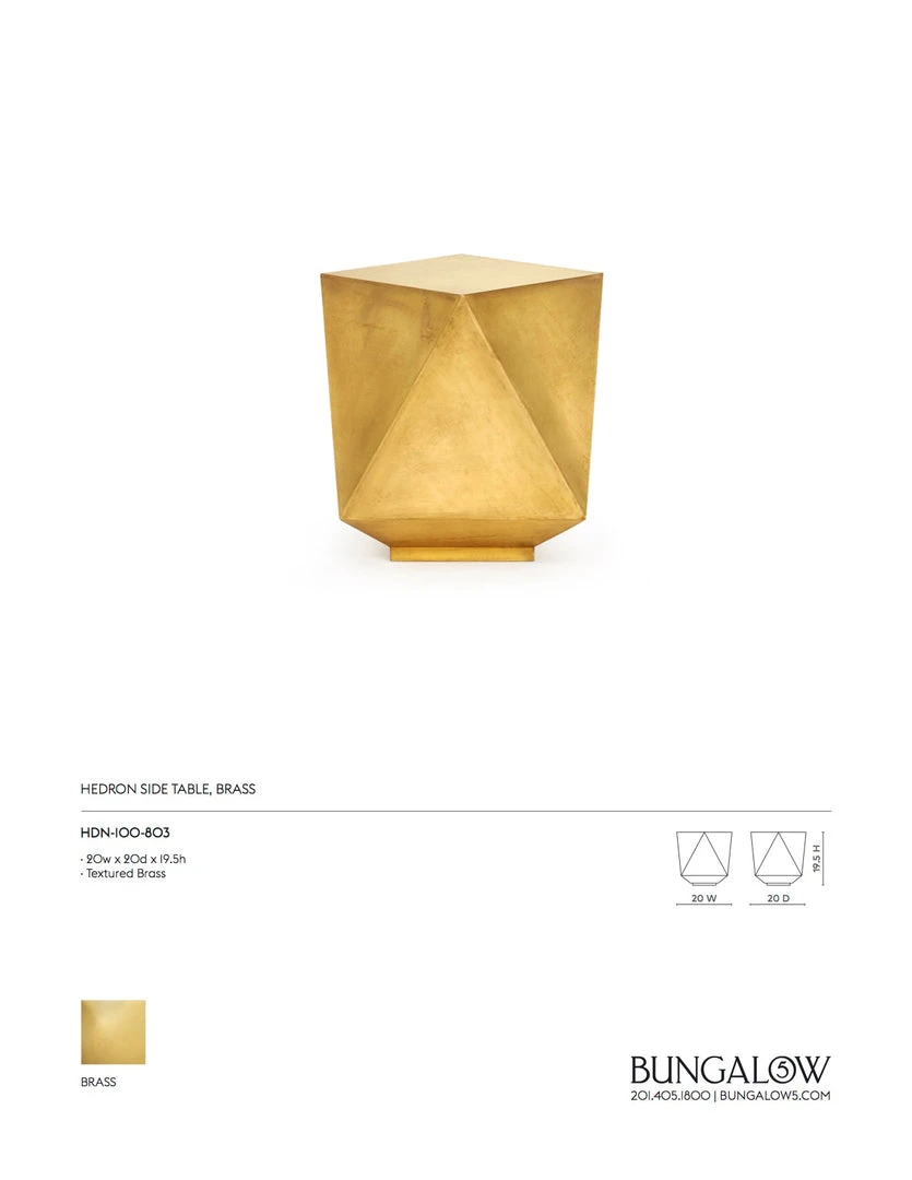 Bungalow 5 New Arrivals Hedron Side Table Brass 8 Bungalow 5 New Arrivals Hedron Side Table Brass