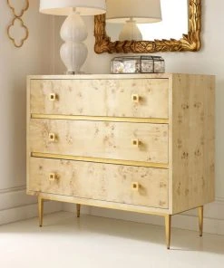Worlds Away Hudson Burlwood Chest Gold Leaf