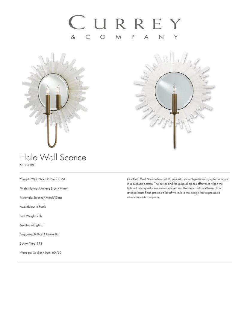 Currey And Company New Arrivals Halo Wall Sconce 6 Currey And Company New Arrivals Halo Wall Sconce