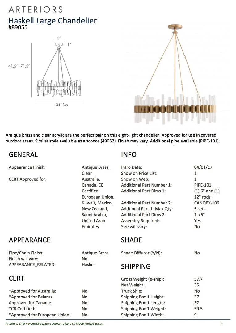 Arteriors Home Haskell Large Chandelier 8 Arteriors Home Haskell Large Chandelier