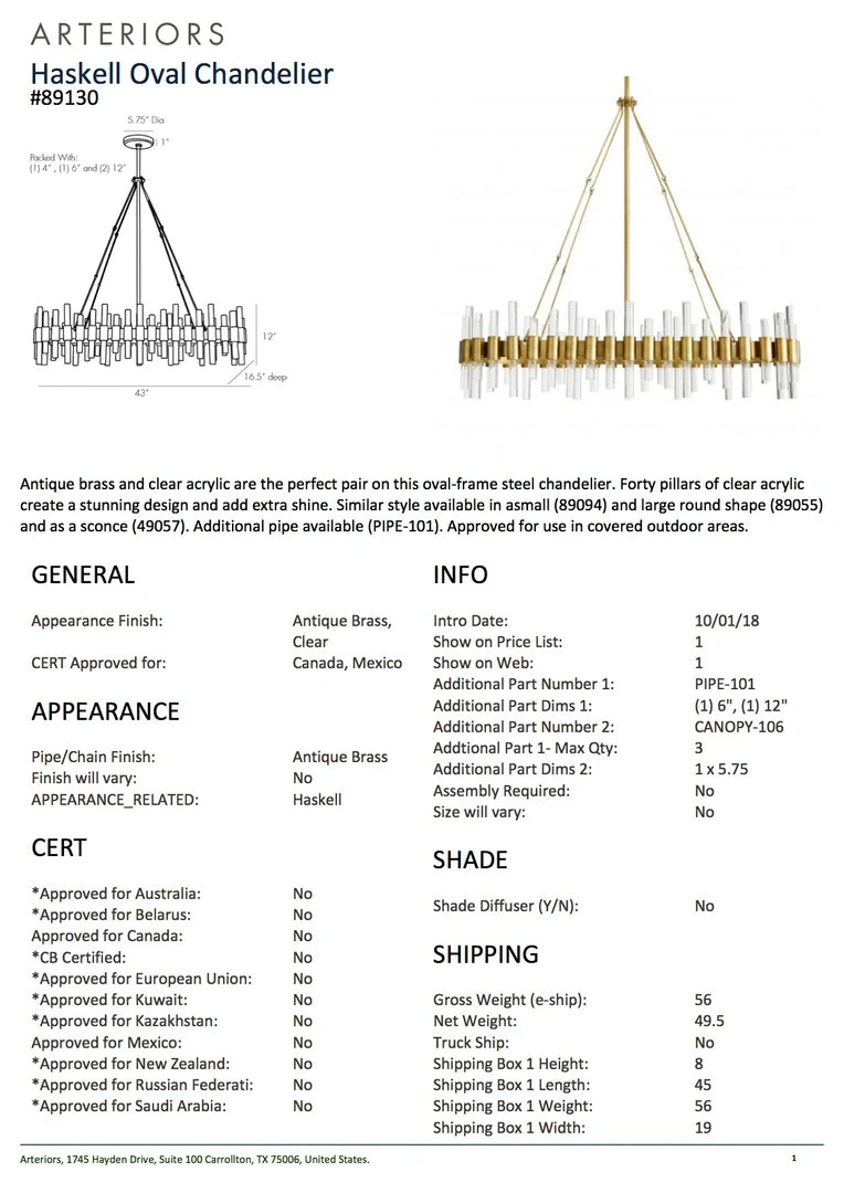 Arteriors Home Haskell Oval Chandelier 7 Arteriors Home Haskell Oval Chandelier