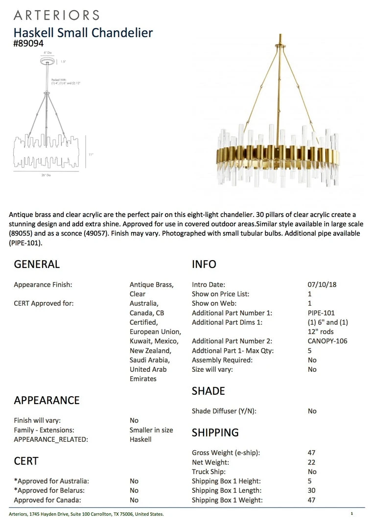 Arteriors Home Haskell Small Chandelier 7 Arteriors Home Haskell Small Chandelier