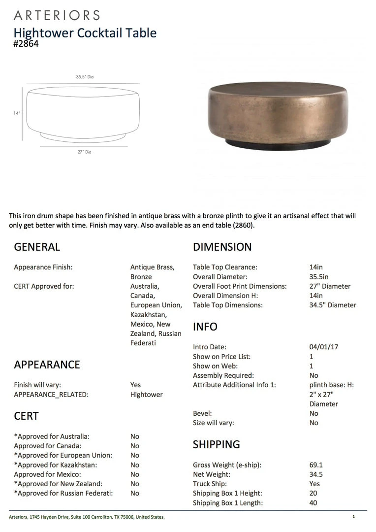 Arteriors Home New Arrivals Hightower Cocktail Table 6 Arteriors Home New Arrivals Hightower Cocktail Table