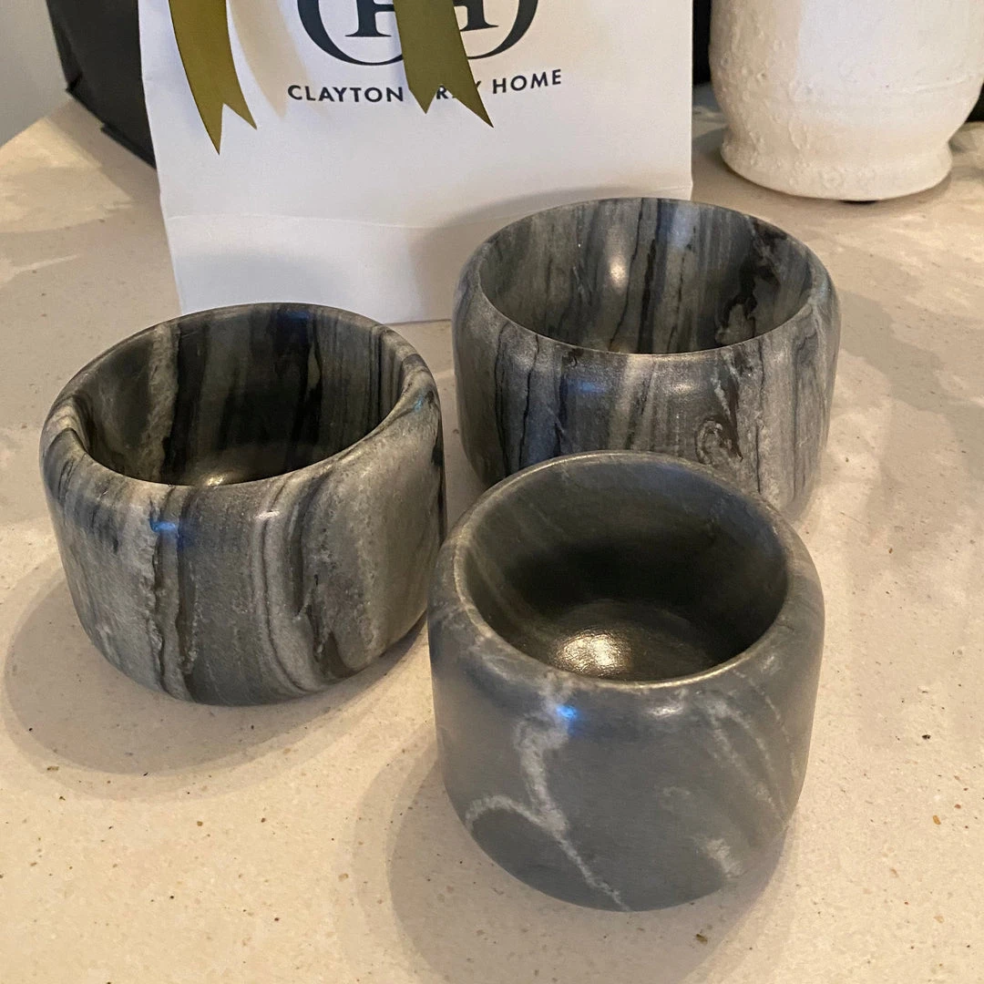 Blue Pheasant New Arrivals Mavis Gray Marble Small Serving Bowls Set Of 3 4 Blue Pheasant New Arrivals Mavis Gray Marble Small Serving Bowls Set Of 3