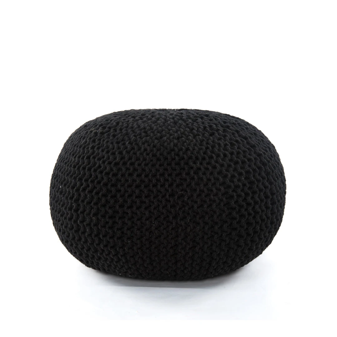 Four Hands Jute Knit Pouf Black New Arrivals Four Hands Jute Knit Pouf Black New Arrivals