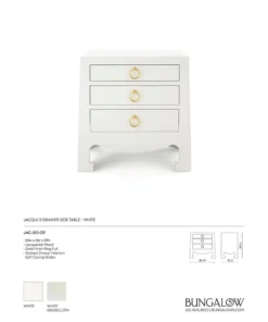 Bungalow 5 Jacqui 3 Drawer Side Table White New Arrivals 19 Bungalow 5 Jacqui 3 Drawer Side Table White New Arrivals